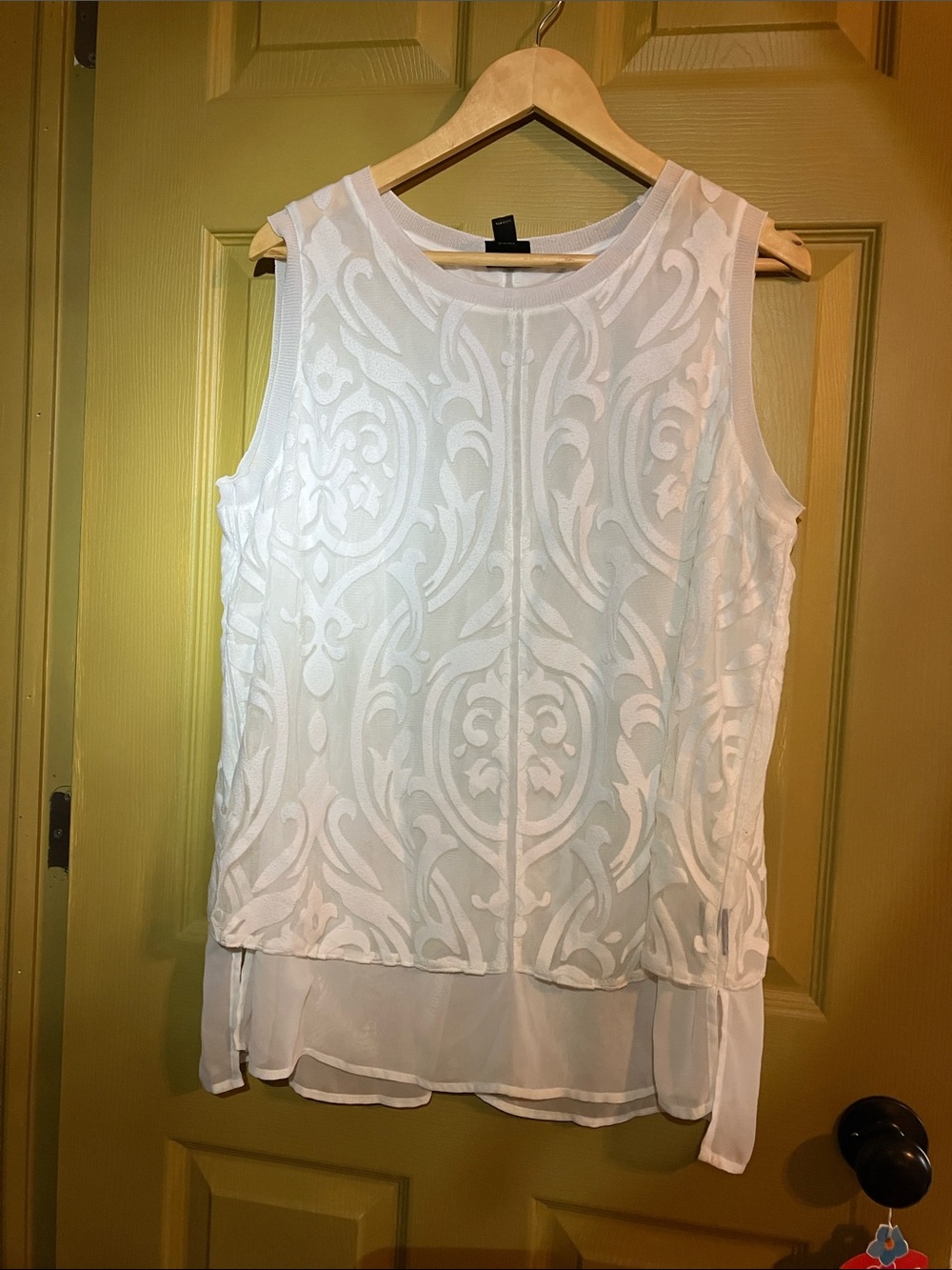 Worthington White Embroidered Sleeveless Layered Camisole